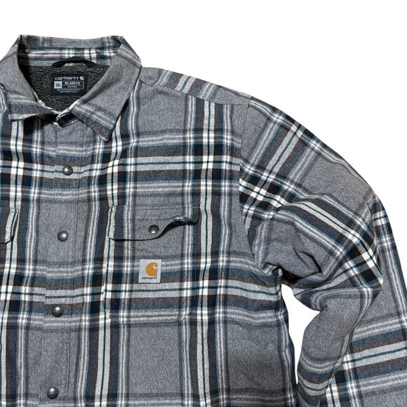 Carhartt Plaid Flannel Sherpa Lined Jacket Relaxed Fit Heavyweight Men Size XXL - Picture 2 of 9